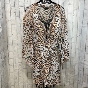 Seductivewear by Cinema Etoile Robe and Babydoll Set Leopard Animal Print